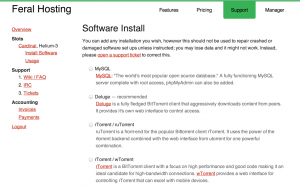 Screenshot of the Feral Hosting Seedbox management