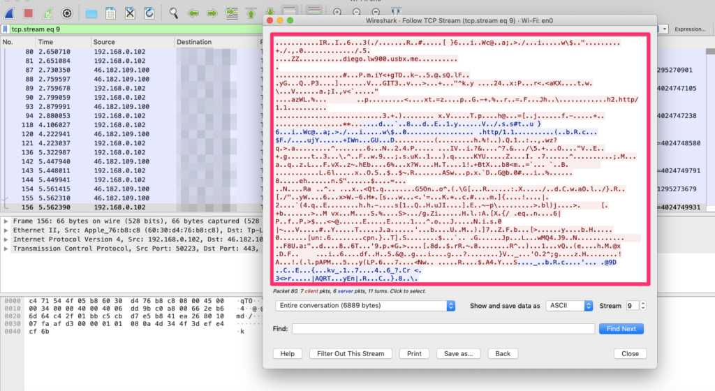 Wireshark analysing of leaks