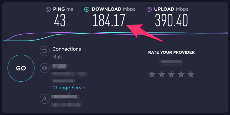 Speedtest of Ultraseedbox