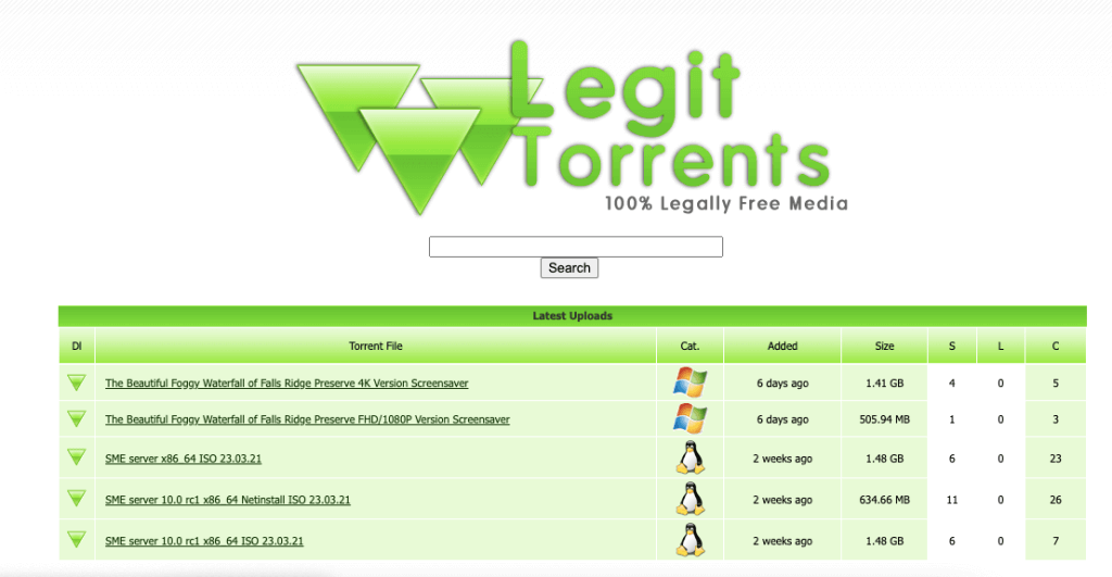 legit torrents interface